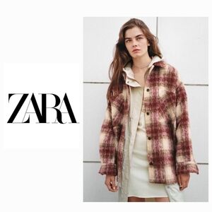 Zara Plaid Oversized Shirt Jacket Shacket